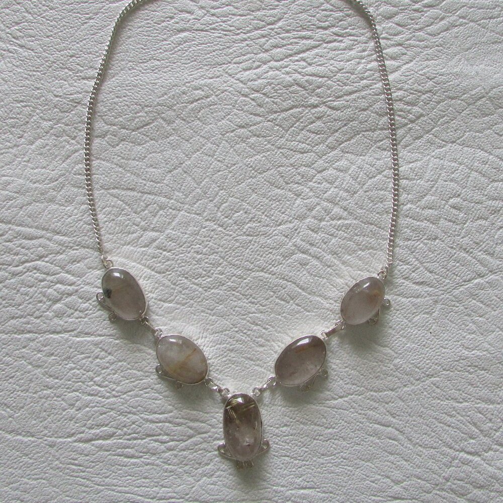 Grey Rutilated Quartz Necklace - NEW - Picture 7 of 8